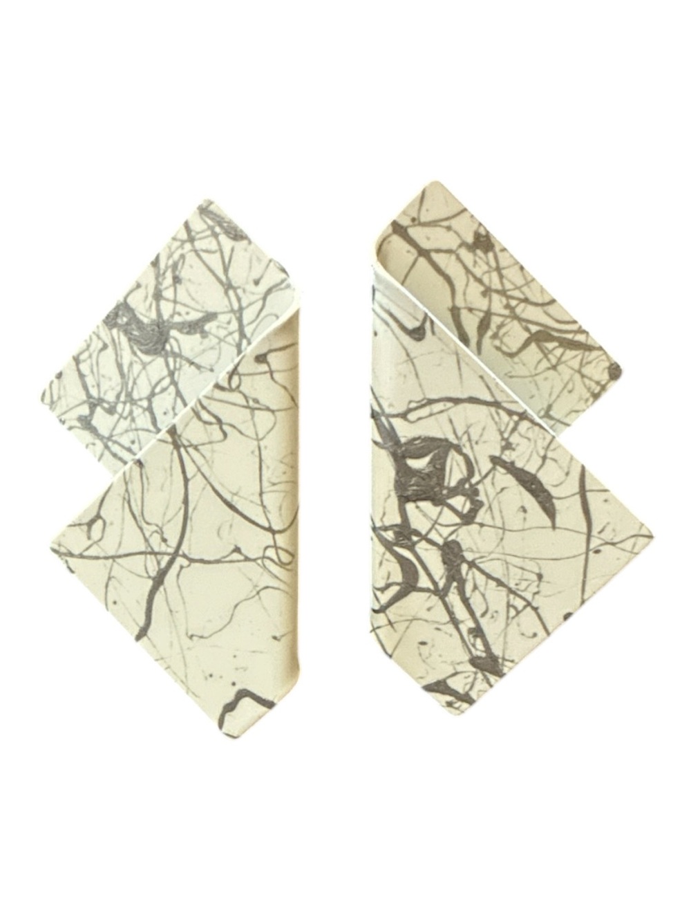 White Marbled Geometric Statement Earrings